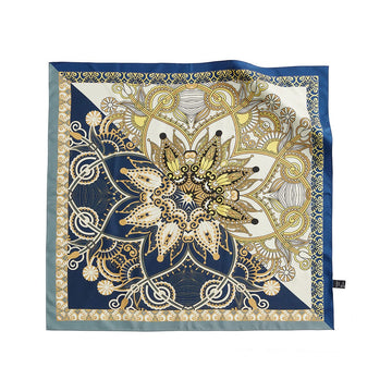 100% Silk Mulberry Silk Scarf Square, Dunhuang Gold